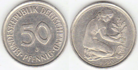 1990 J Germany 50 Pfennig (EF) A005319